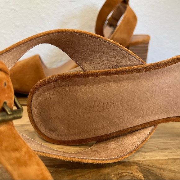 Madewell The Claudia Sandals in Amber brown Suede Size 9 - Picture 7 of 11